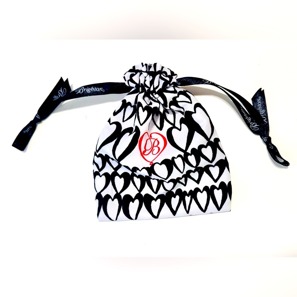 BRIGHTON Black & White Heart Patterned Jewelry Pouch for Travel & Storage 6”x5”